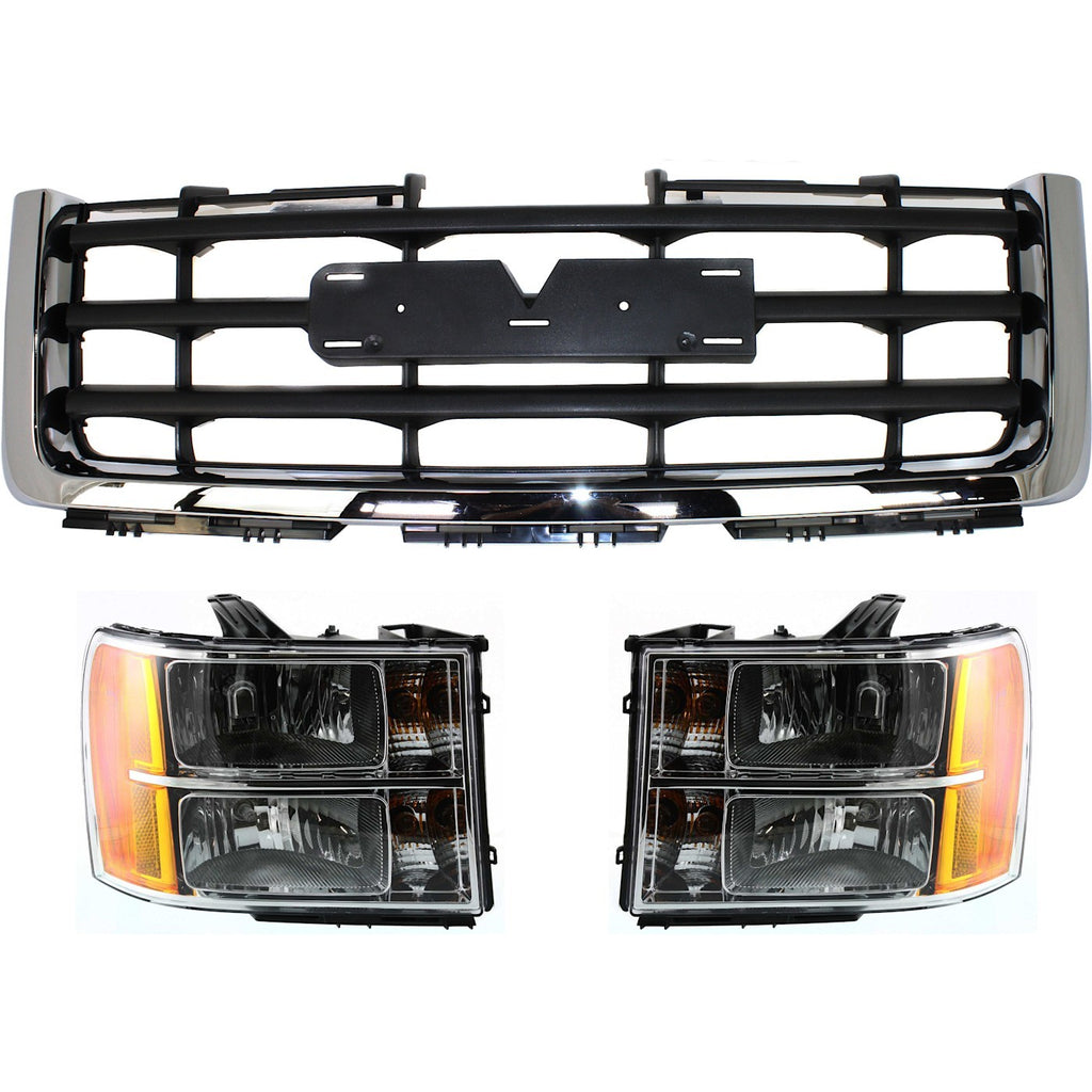 2007-2013 GMC Sierra 1500 Headlights - Halogen, Driver & Passenger Side (22853030)
