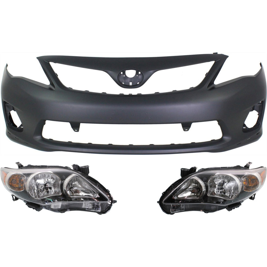 2011-2013 Toyota Corolla Headlights - Left & Right, Black Housing (8111002B60)
