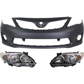 2011-2013 Toyota Corolla Headlights - Left & Right, Black Housing (8111002B60)