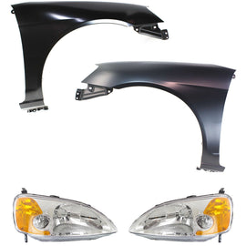 2001-2003 Honda Civic Fender - Primed, 4-Piece (33151S5PA01)