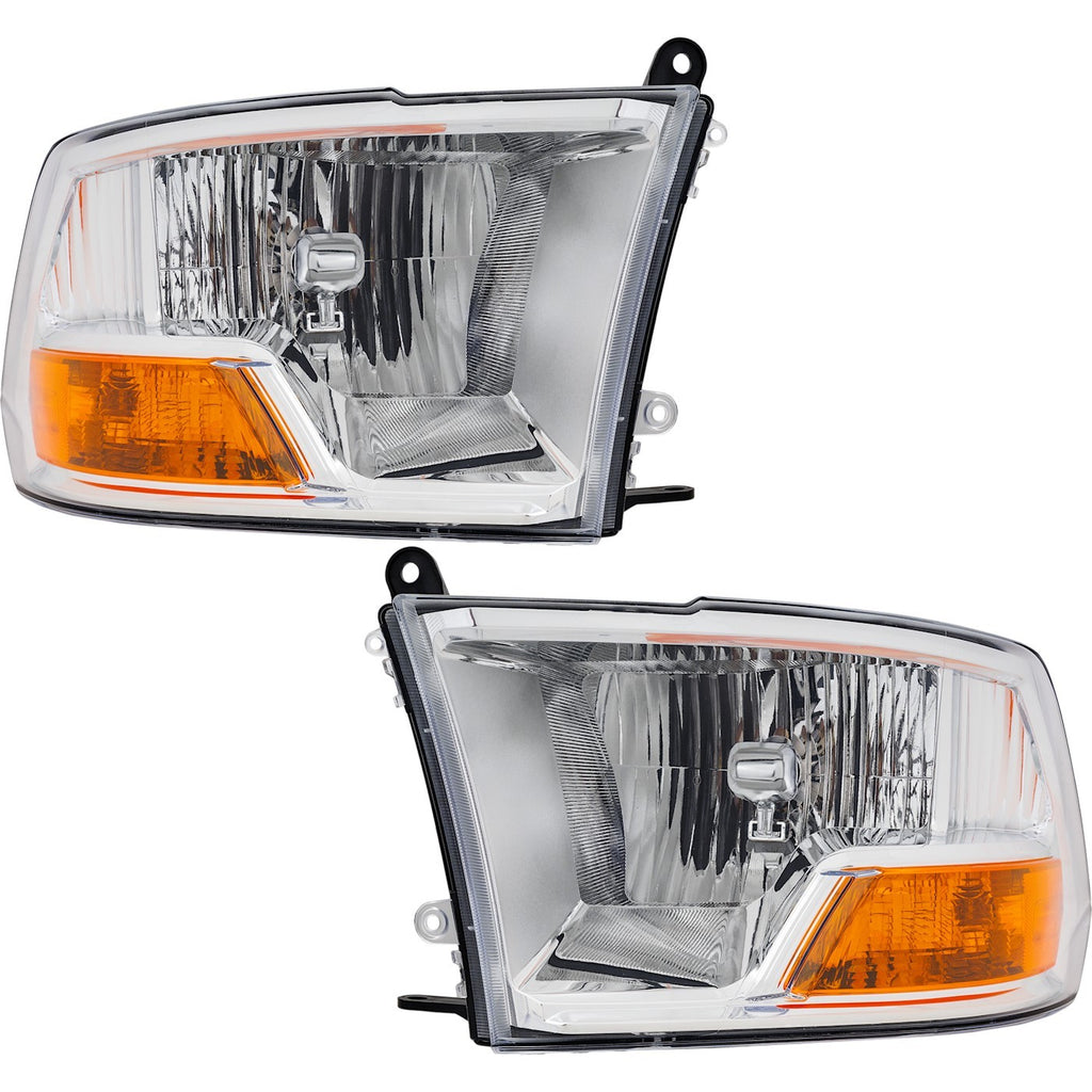 2017-2018 Ram 1500, 2500 & 3500 Headlights - Halogen, Left & Right, w/ Bulbs (55277409AG)