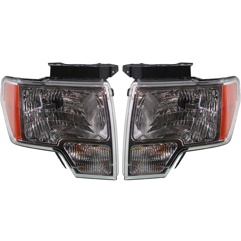 2010-2014 Ford F-150 Headlights - Halogen, Left & Right, Chrome (DL3Z13008B)