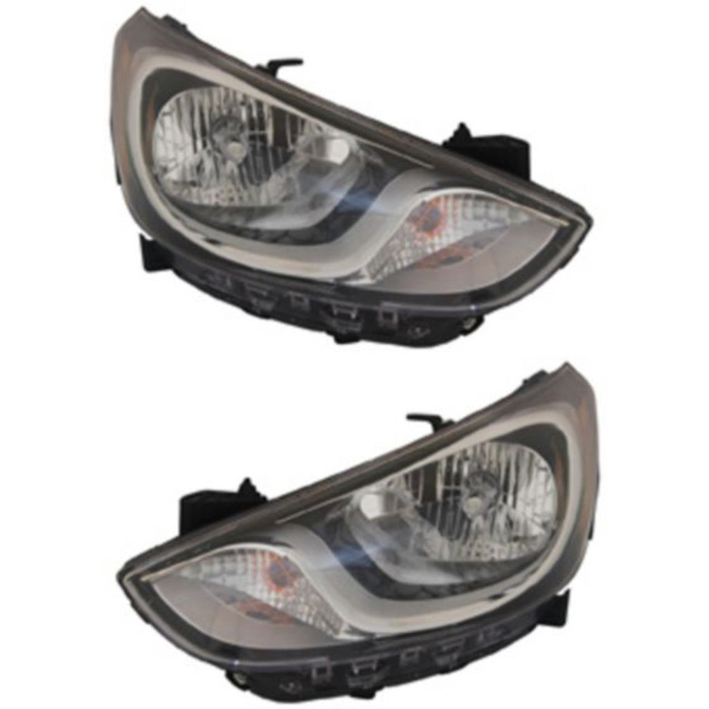 2012-2014 Hyundai Accent Headlights - Halogen, Driver & Passenger Side, w/ Bulbs (921021R010)