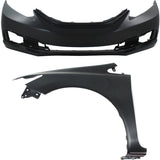 Bumper Kit For 2013-2015 Honda Civic Front 4-Door CAPA Certified Part 2Pc Sedan