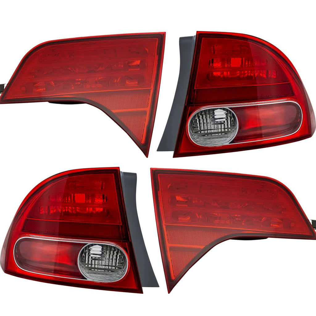 2006-2008 Honda Civic Tail Lights - Halogen, Left & Right, Inner (33501SNAA02)