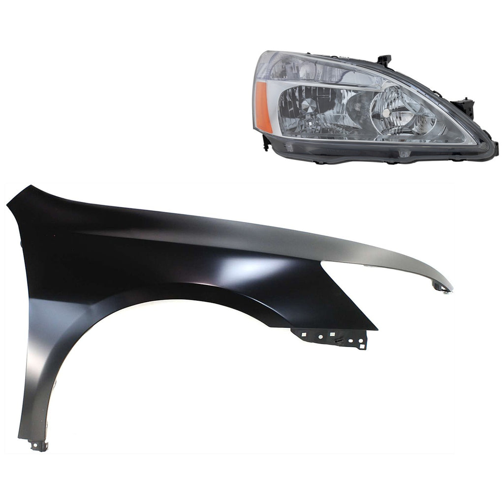 2003-2007 Honda Accord Headlight - Halogen, Passenger Side, CAPA Certified (04620SDAA90ZZ)