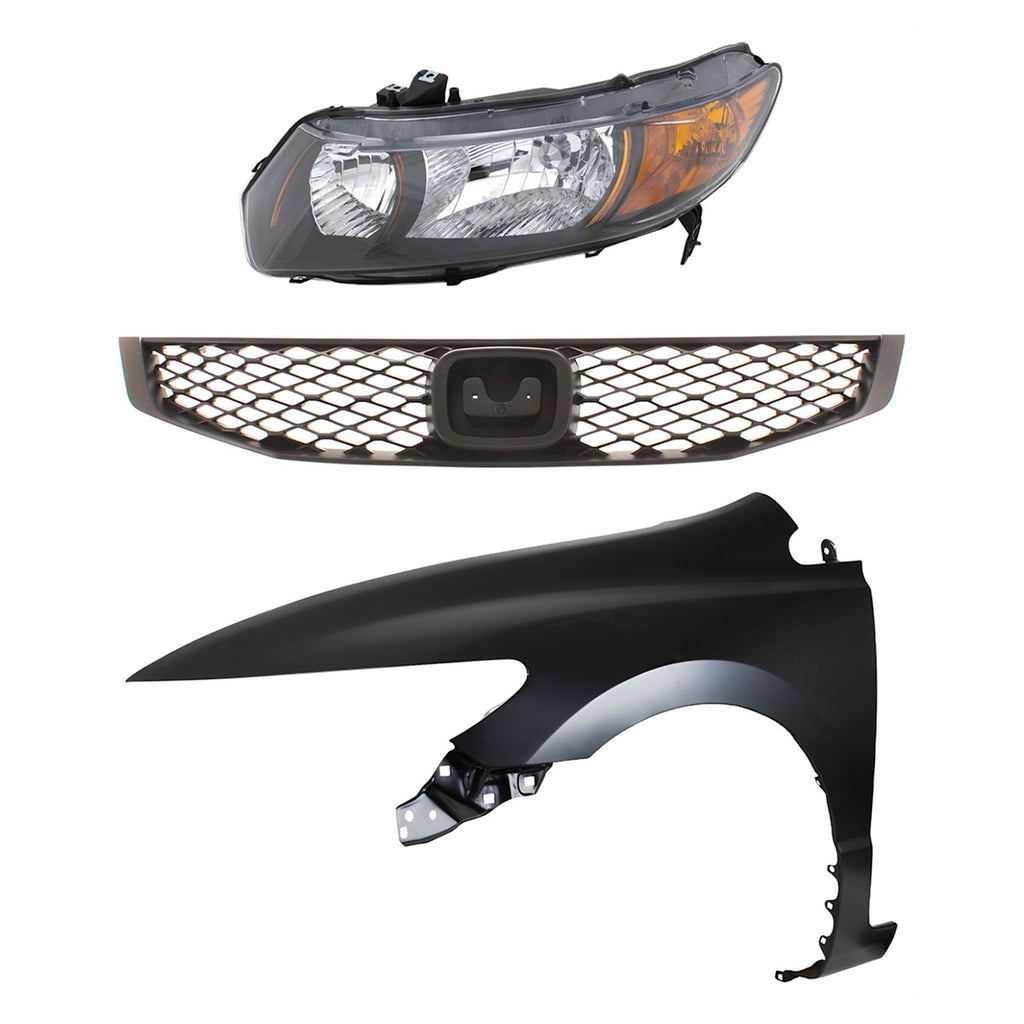 2009 Honda Civic Headlight - Halogen, Driver Side (33151SVBA11)