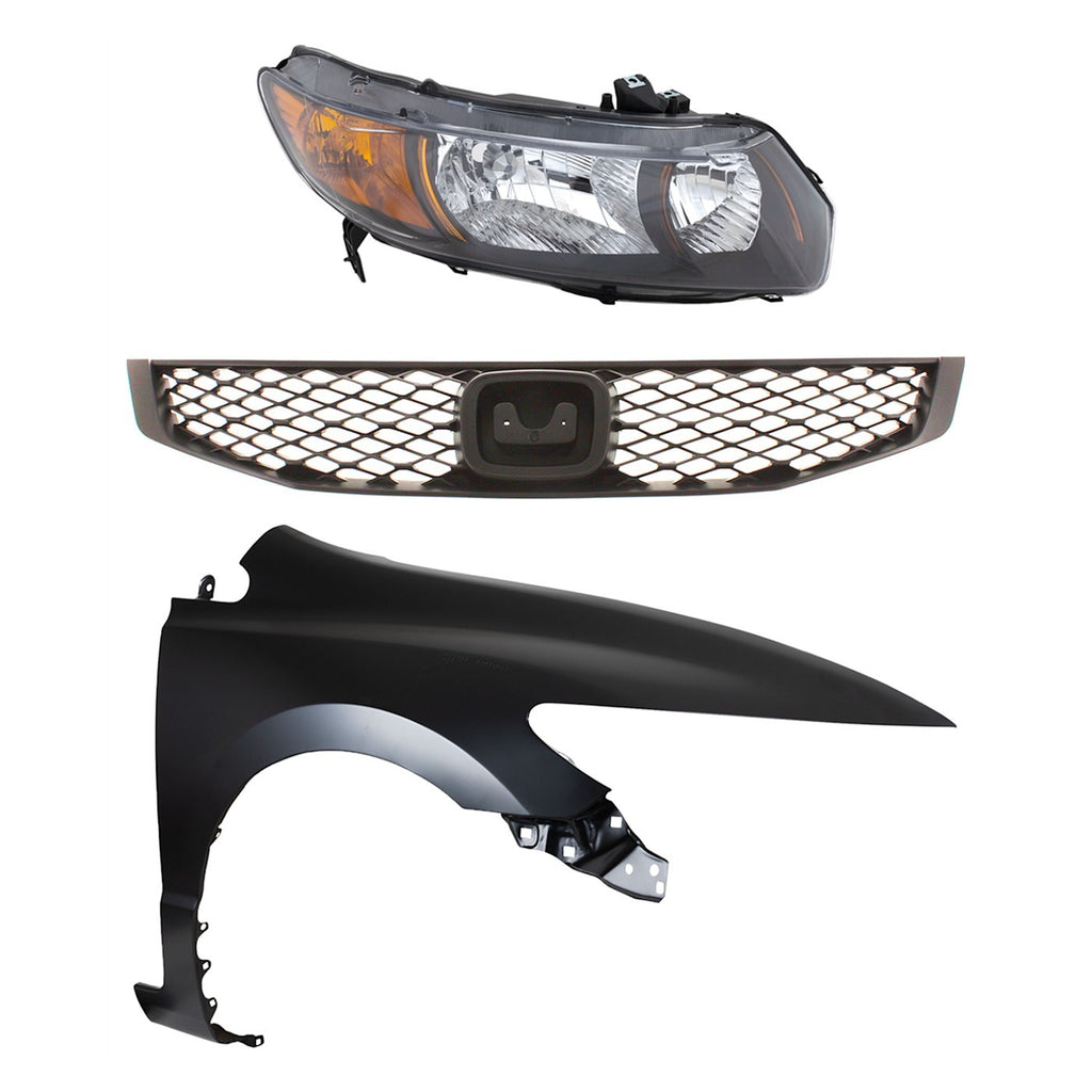 2009 Honda Civic Headlight - Halogen, Passenger Side (33101SVBA11)