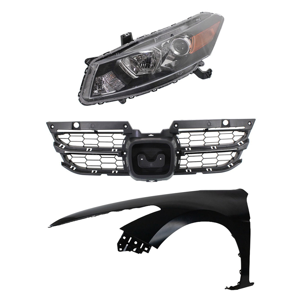 2011-2012 Honda Accord Grille - Halogen, Left, Assembly (33150TE0A11)
