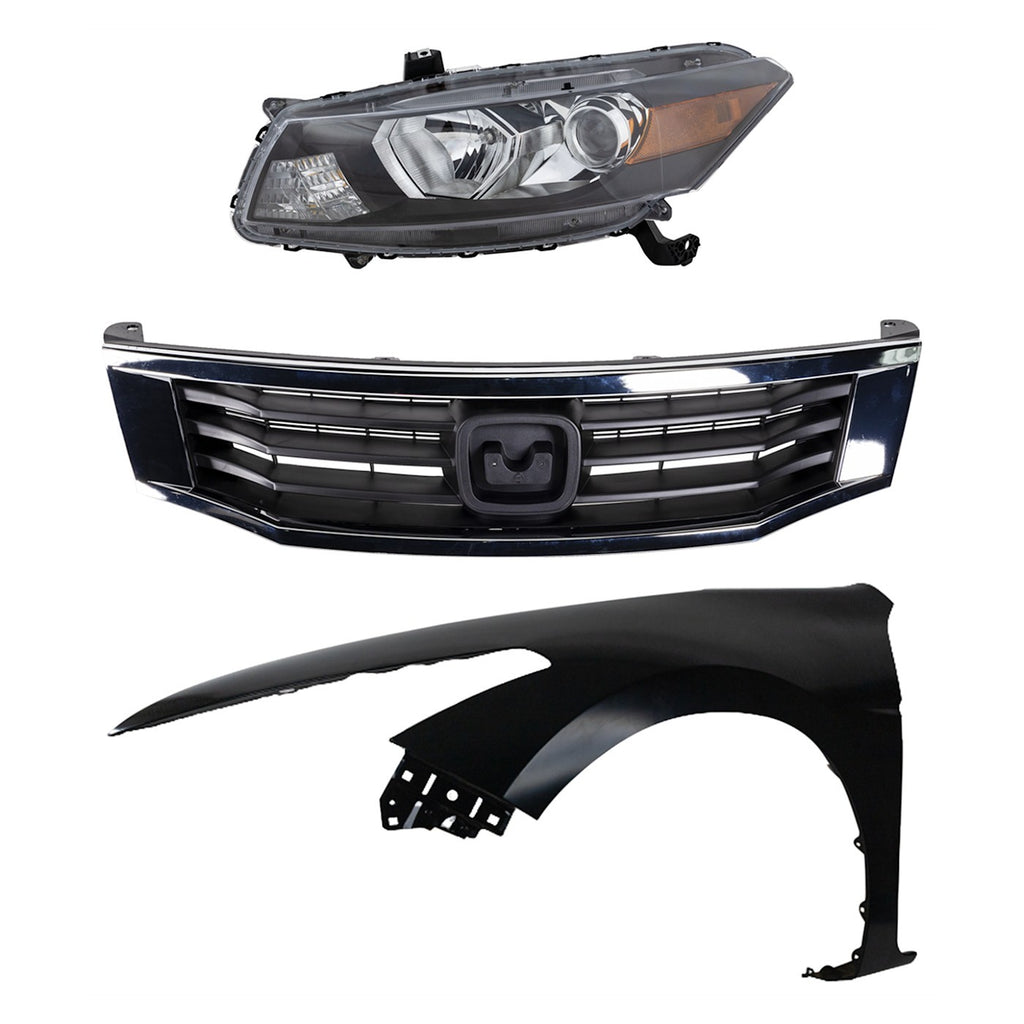 2008-2010 Honda Accord Grille - Halogen, Left, Assembly (33150TE0A01)