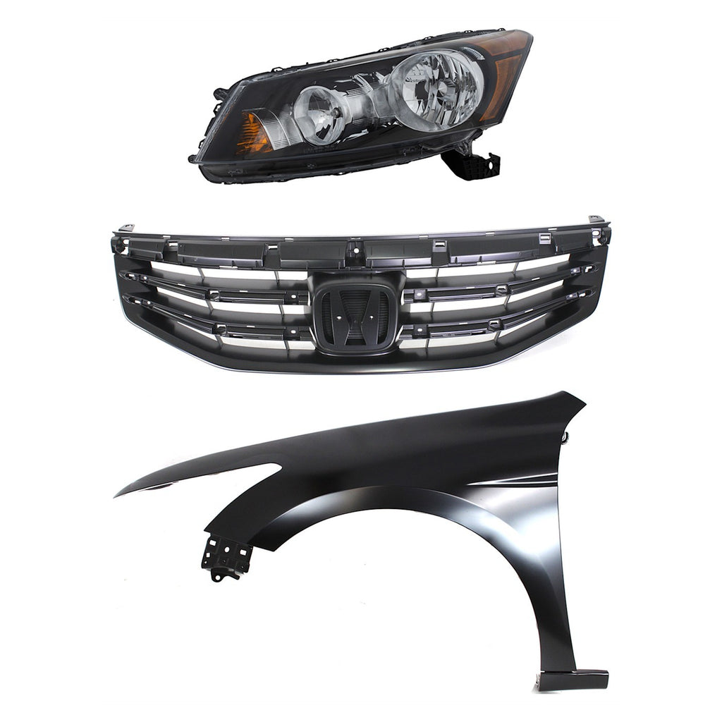 2011-2012 Honda Accord Headlight - Halogen, Driver Side, Assembly (33150TA0A01)