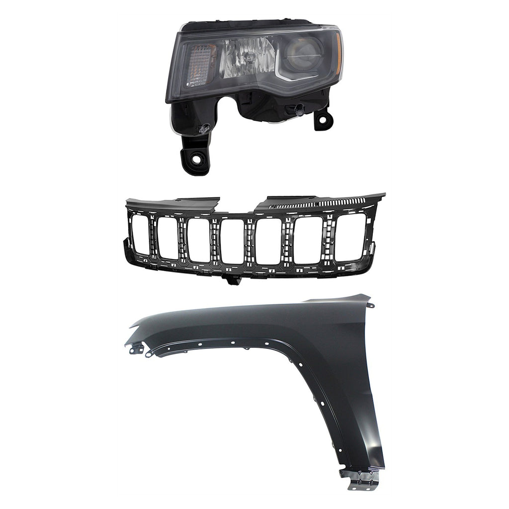 2017-2022 Jeep Grand Cherokee & Grand Cherokee WK Grille - Left, Textured, Assembly (68266647AE)