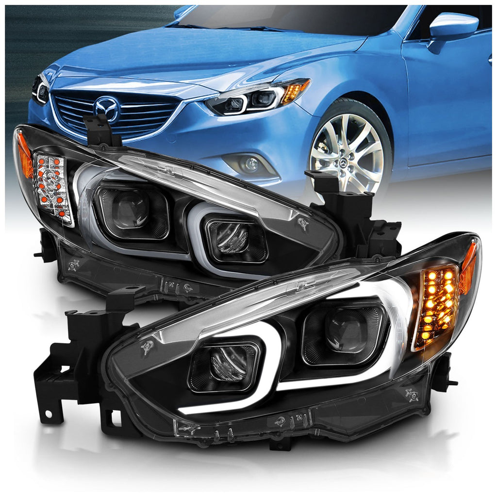 Anzo 2014-2015 Mazda 6 Headlights - Halogen, Left & Right, Black Housing (GJR9510L0C)