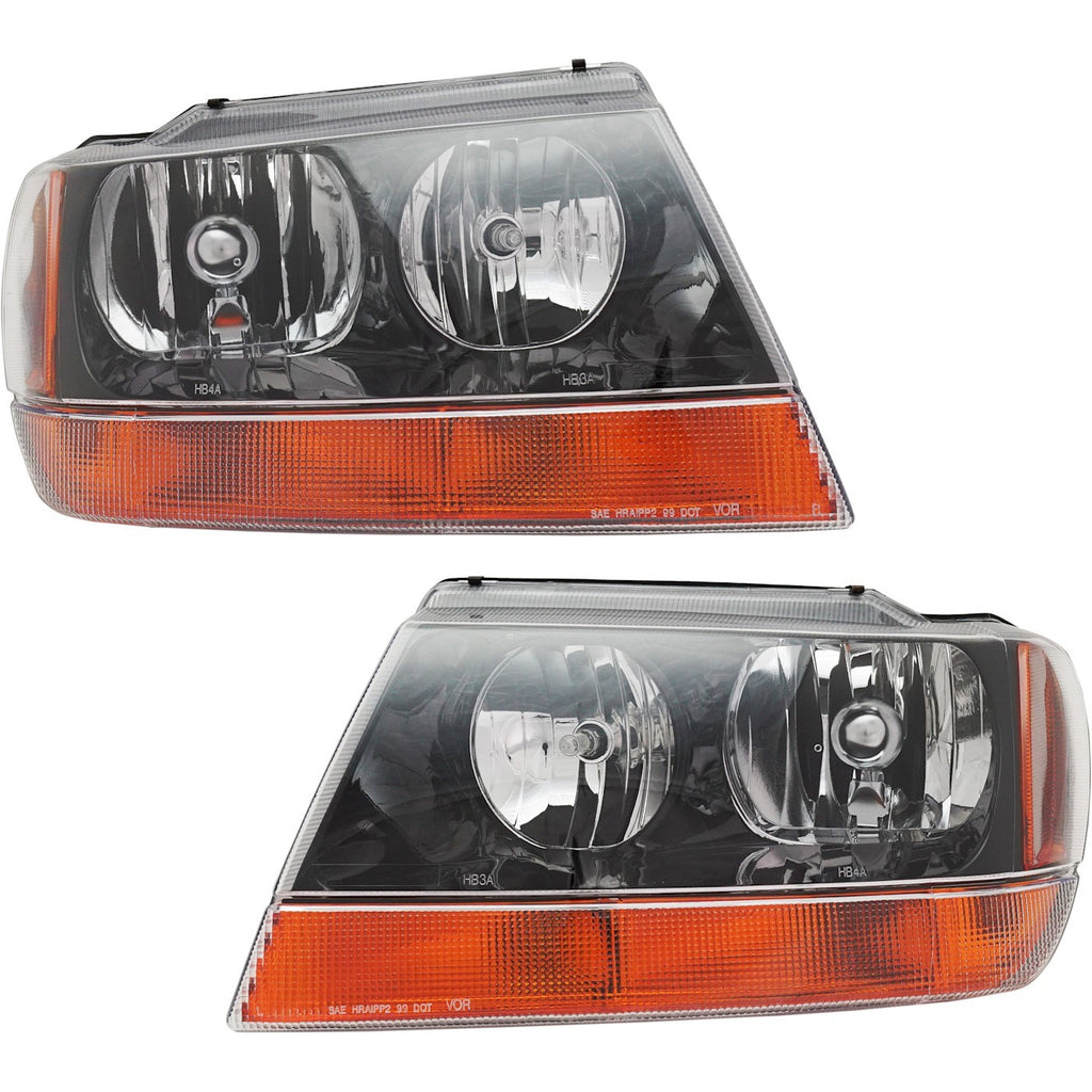 1999-2004 Jeep Grand Cherokee Headlights - Halogen, Left & Right, w/ Bulbs (5103400AA)