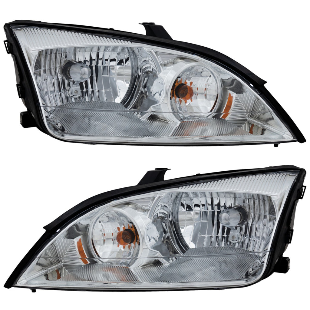 2005-2007 Ford Focus Headlights - Halogen, Left & Right, w/ Bulbs (4F4Z13008AD)