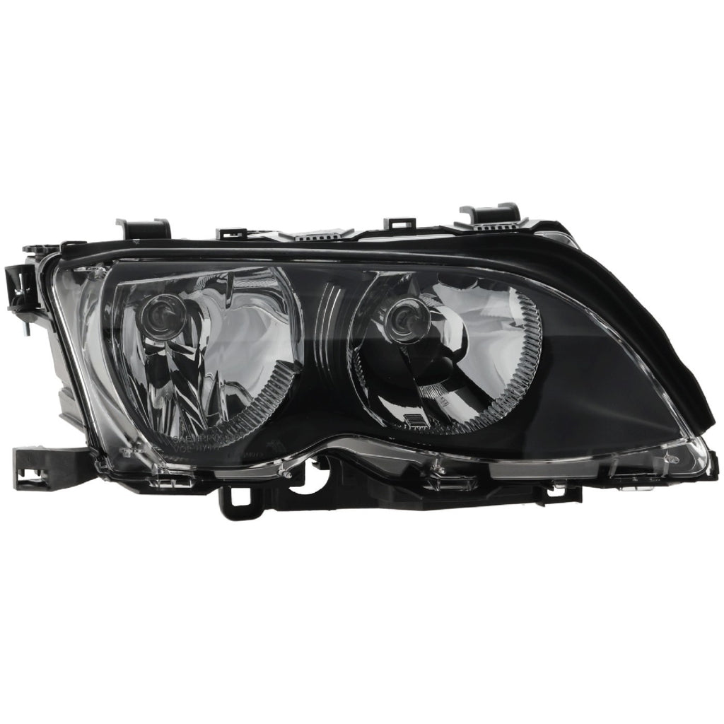 2002-2005 BMW 3 Series Headlight - Halogen, Passenger Side, Black Bezel (63127165772)