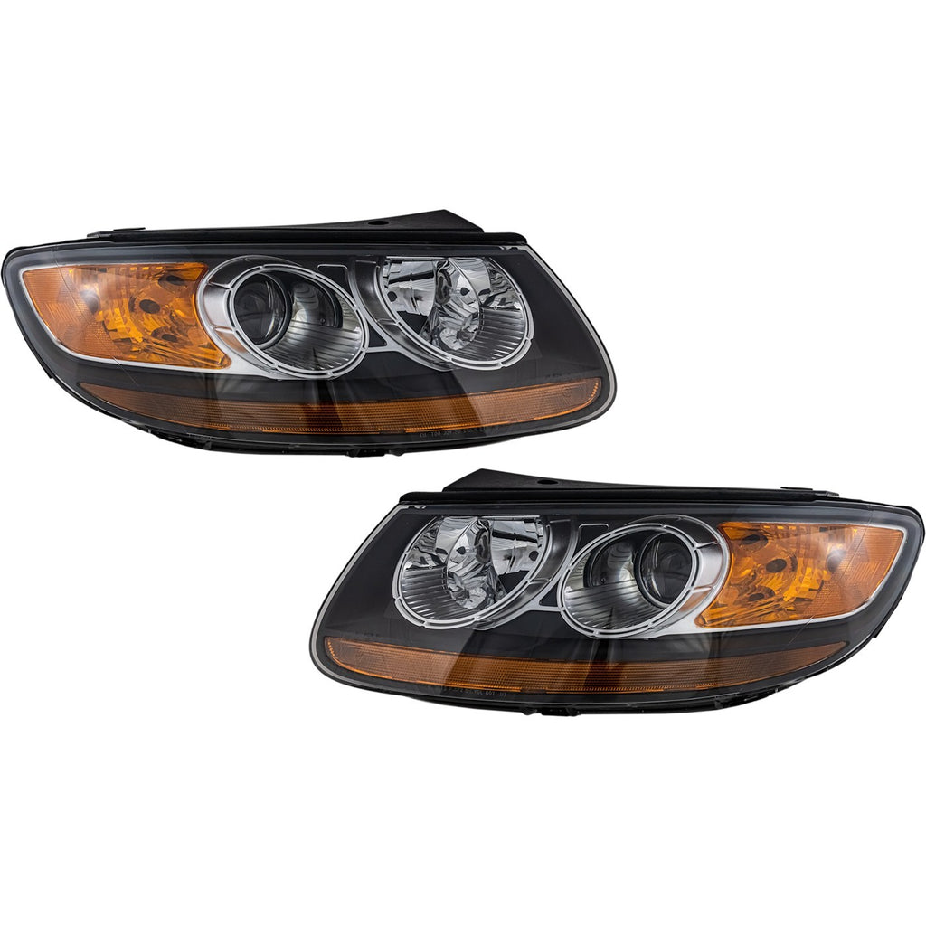 2007-2008 Hyundai Santa Fe Headlights - Halogen, Driver & Passenger Side, w/ Bulbs (921010W050)
