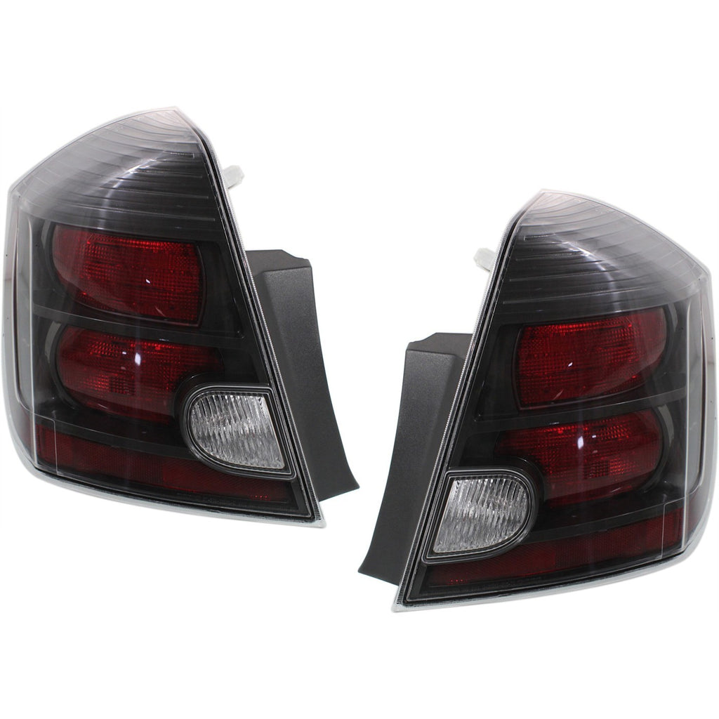 2010-2012 Nissan Sentra Tail Lights - Driver & Passenger Side, Black (26550ZT50B)