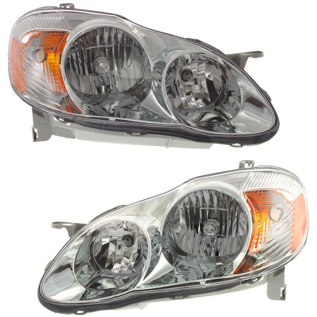 2003-2004 Toyota Corolla Headlights - Left & Right, w/ Bulbs (8115002210)