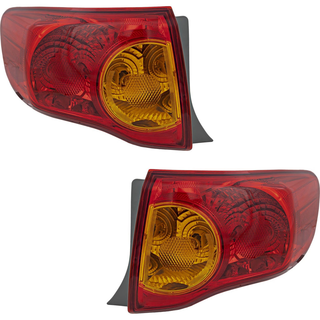2009-2010 Toyota Corolla Tail Lights - Left & Right, Outer, w/ Bulbs (8155002460)