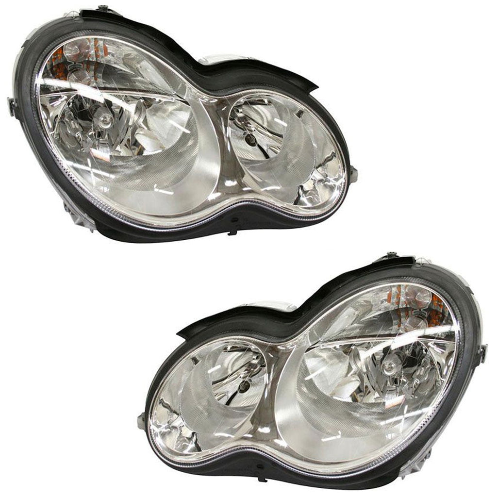 2005-2007 Mercedes-Benz C-Class Headlights - Left & Right, with Bulbs