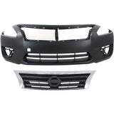 Front Bumper Cover and Grille Kit For 2013-2015 Nissan Altima Base S SL SV Sedan
