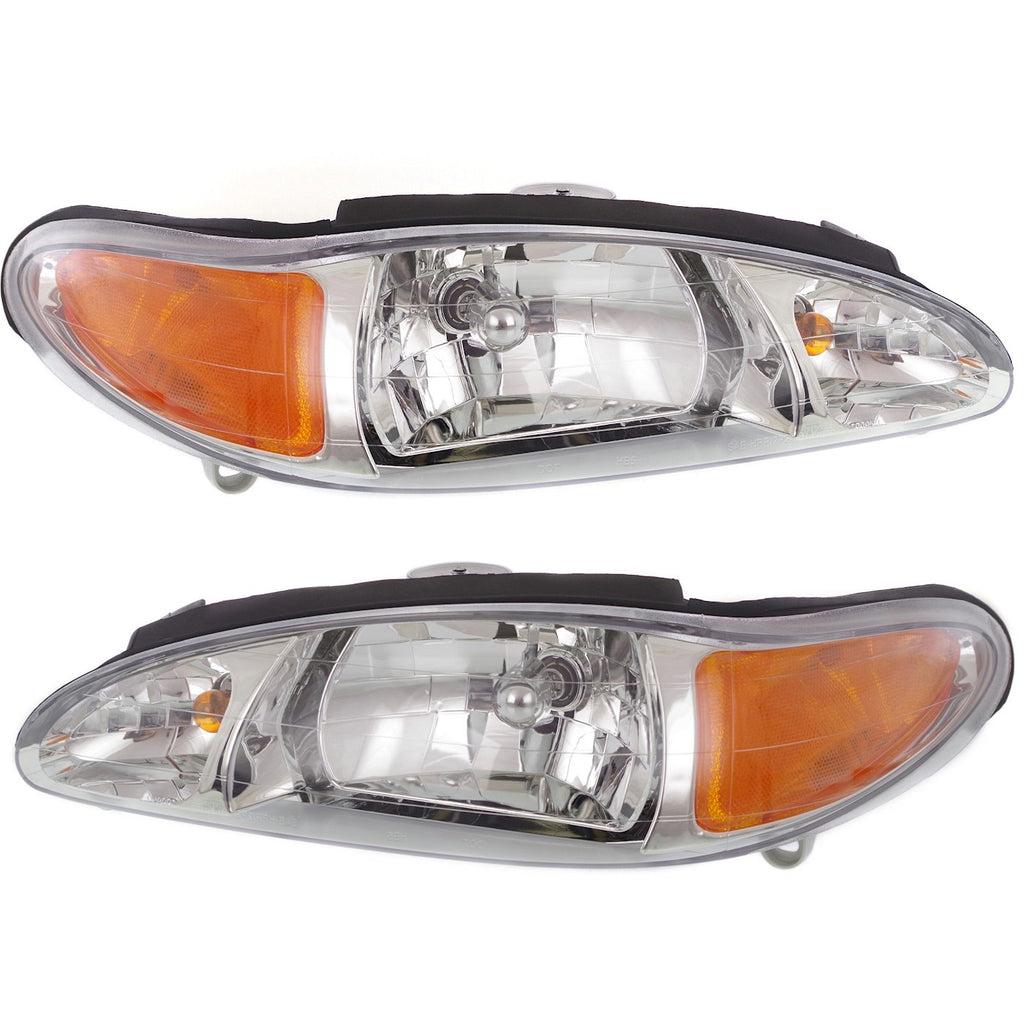 1997-2002 Ford Escort & Mercury Tracer Headlights - Halogen, Driver & Passenger Side, w/ Bulbs (XS4Z13008BA)