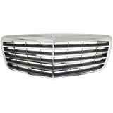 Grille For 2007-2009 Mercedes Benz E350 E550 Chrome Shell w/ Gray Insert Plastic