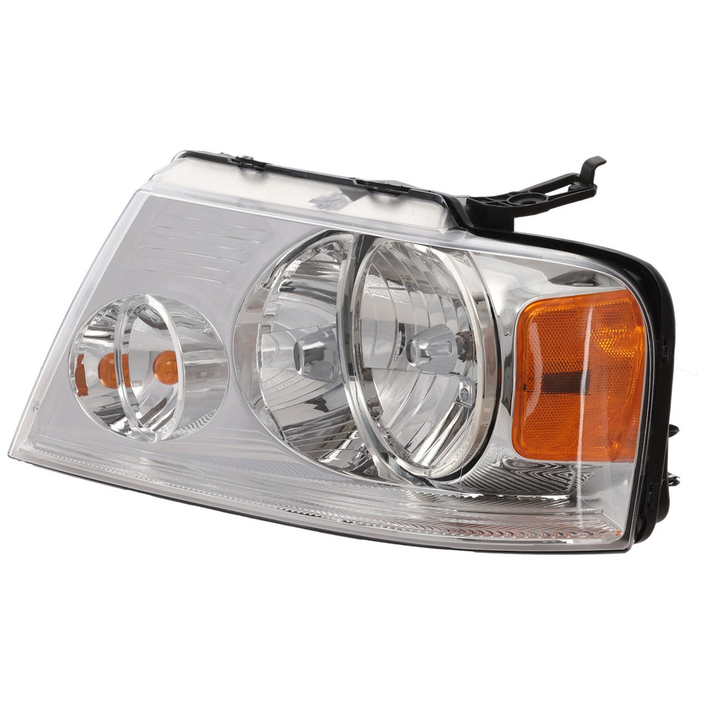 2004-2008 Ford F-150 & Lincoln Mark LT Headlight - Halogen, Driver Side, Chrome (7L3Z13008GA)