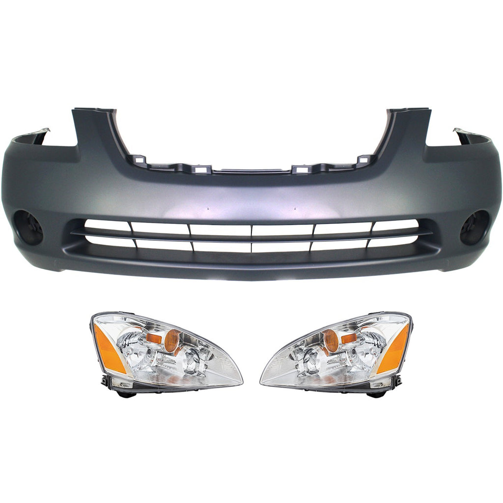 2002-2004 Nissan Altima Headlights - Halogen, Driver & Passenger Side, w/ Bulbs (260103Z626)