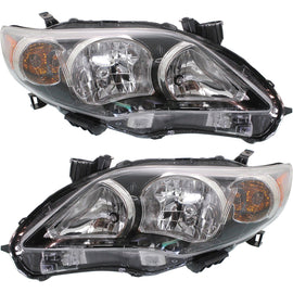 2011-2013 Toyota Corolla Headlights - Left & Right, Black Housing (8111002B60)
