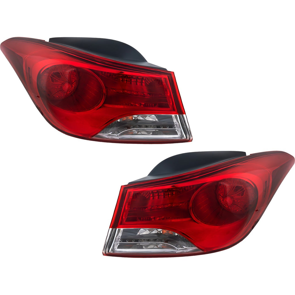 2011-2013 Hyundai Elantra Tail Lights - Halogen, Left & Right, w/ Bulbs (924023Y000)