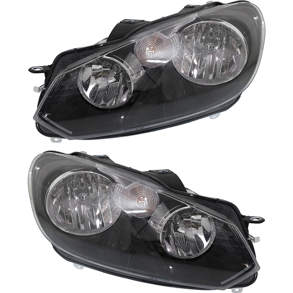 2010-2014 Volkswagen Jetta Headlights - Halogen, Left & Right, w/ Bulbs (5K0941006D)
