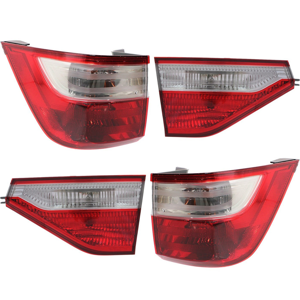 2011-2013 Honda Odyssey Halogen Tail Light Set Clr/Rd w/ Innr/Outr/Blbs 4Pcs
