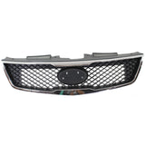 Grille Assembly For 2010 Kia Forte Textured Black w/Chrome Molding