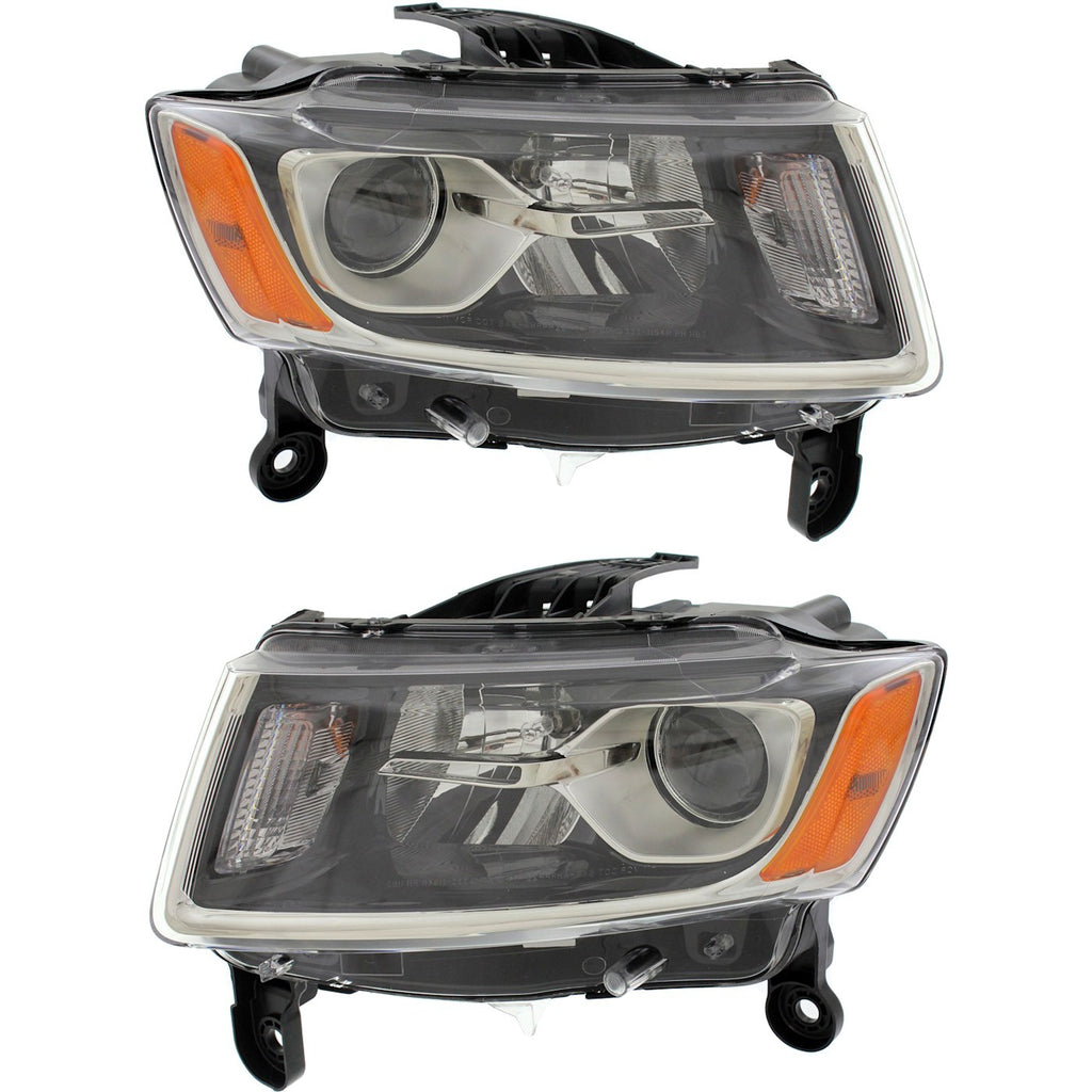 2014-2016 Jeep Grand Cherokee Headlights - Halogen, Left & Right, Chrome (68110996AF)