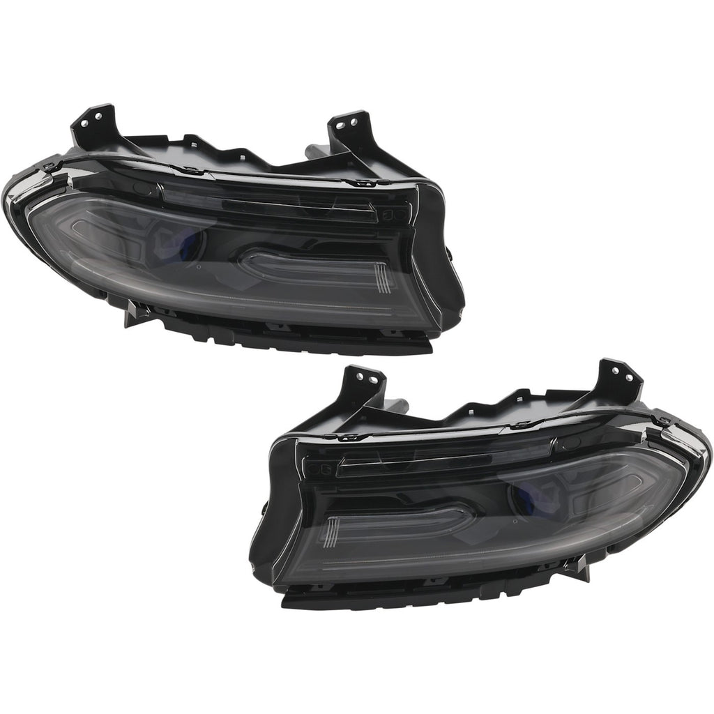 2015-2016 Dodge Charger Headlight Set - Driver & Passenger Side, Smoked Lens