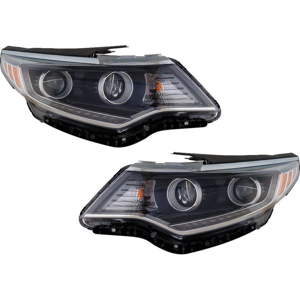 2016-2017 Kia Optima Headlights - Left & Right, Black Housing (92102D5080)