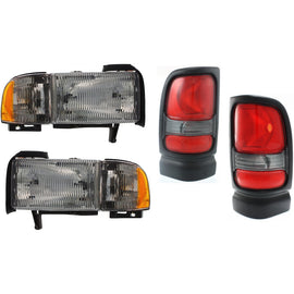 1996-2002 Dodge Ram 1500, Ram 2500 & Ram 3500 Headlights - Halogen, Left & Right (55076748AD)