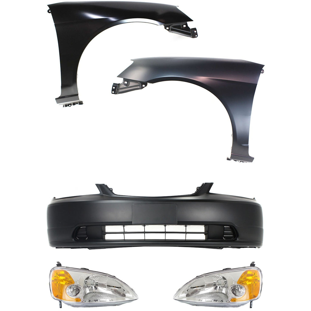 2001-2003 Honda Civic Bumper Cover - Front, 5-Piece, Coupe (33151S5PA01)