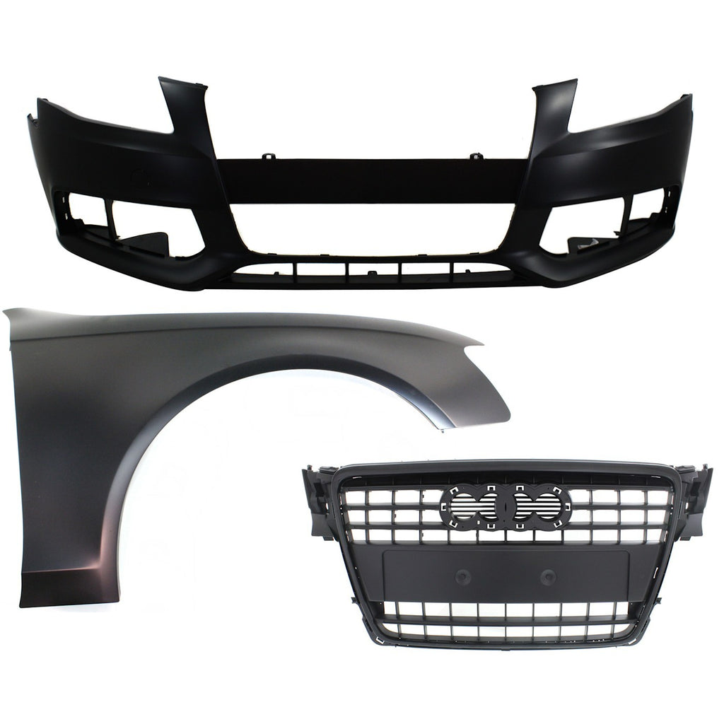 2009-2012 Audi A4 Bumper Cover - Front, Right, Sedan (8K0853651VMZ)