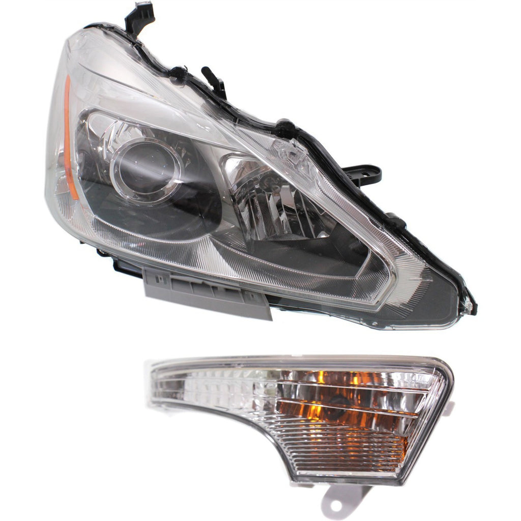2013-2015 Nissan Altima Headlight - Halogen, Passenger Side, CAPA Certified (260103TA9A)