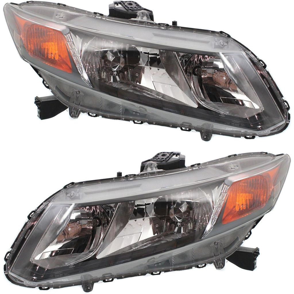 2012 Honda Civic Headlights - Halogen, Driver & Passenger Side, w/ Bulbs (33100TR0A01)