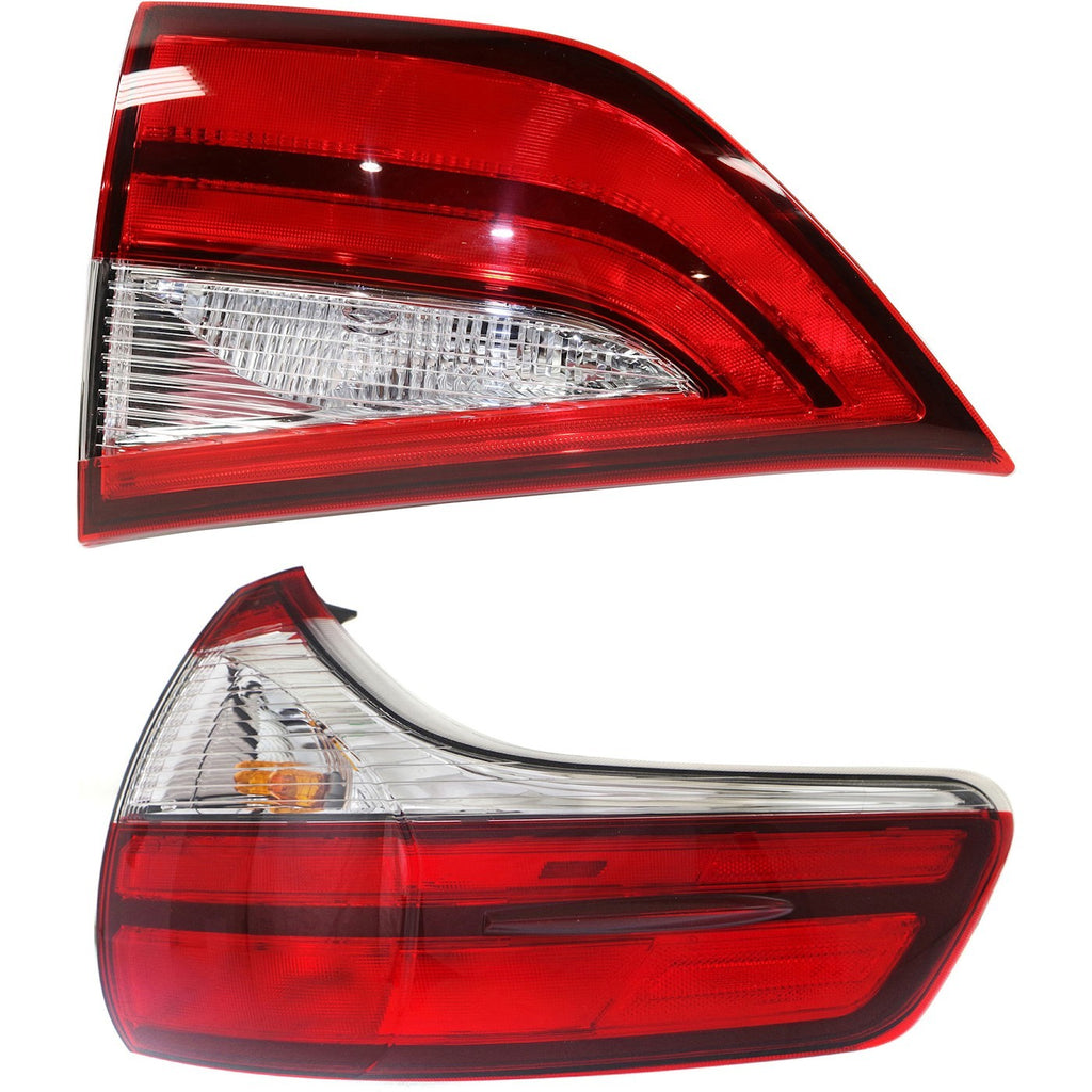 2015-2019 Toyota Sienna Tail Light Set - Inner Outer, Right Side, CAPA Certified, LED, Clear/Red Lens
