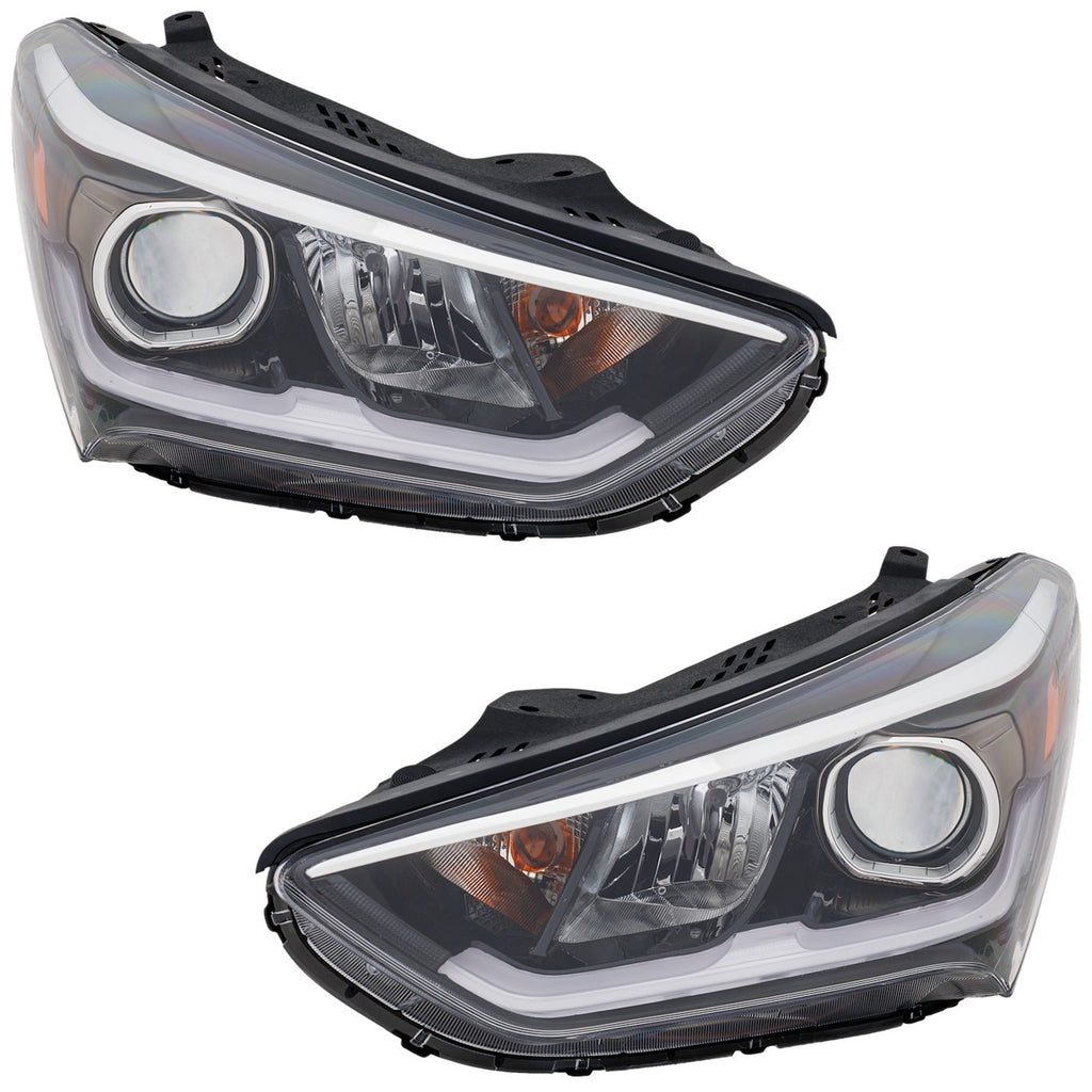 2017-2019 Hyundai Santa Fe & Santa Fe XL Headlights - Halogen, Driver & Passenger Side, w/ Bulbs (92102B8530)