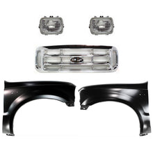 Load image into Gallery viewer, 1999-2004 Ford F-250 Super Duty, F-350 Super Duty &amp; F-450 Super Duty Grilles - Halogen, Left &amp; Right, Chrome (F81Z8200)