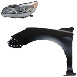 2016-2017 Honda Accord Headlight - Halogen, Driver Side, w/ Bulbs (33150T2AA82)