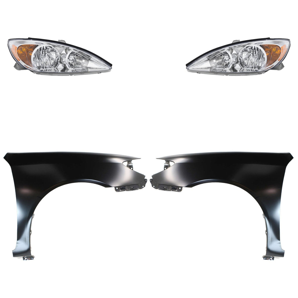 2002-2004 Toyota Camry Headlights - Halogen, Driver & Passenger Side, Sedan (81110AA060)