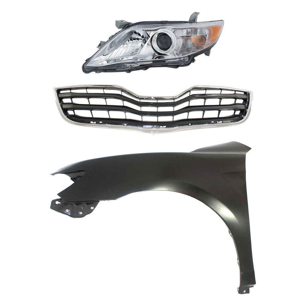 2010-2011 Toyota Camry Headlight - Halogen, Left, Chrome (8117033700)