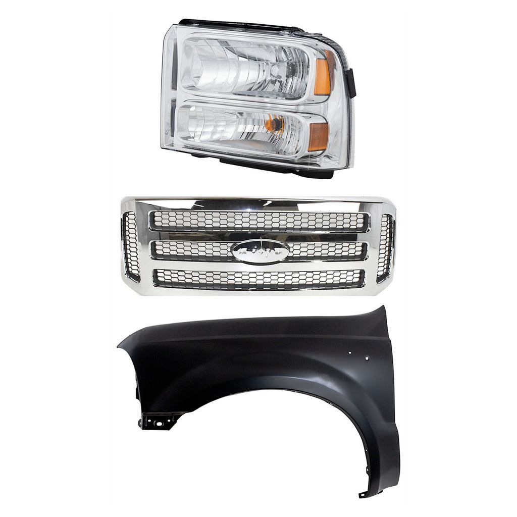 2005-2007 Ford Excursion, F-250 Super Duty & F-350 Super Duty Fender - Left, Chrome (6C3Z8200BC)